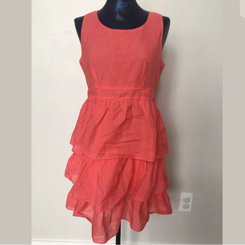 TULLE tiered coral dress